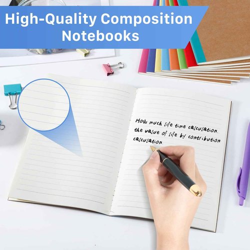 Vyndicca 80 Pack Composition Notebooks Bulk, 8.3 "X 5.5" College Ruled Lined Notebooks, Kraft Cover Notebook Journals with Rainbow Spines, Composition Notepad for Home Office Supplies, A5, 8 Colors