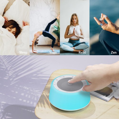Kipcush Tibetan Singing Bowls Sound Machine - 11 Different Sized Sound Bowls with Night Light for Yoga, Meditation, Mindfulness, Healing, Chakra Healing and Stress Relief, Timer, Plug in