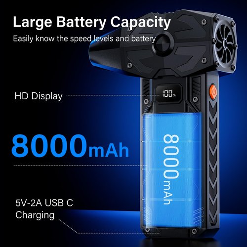 Compressed Air Duster-4 Gear Adjustable 200,000RPM Storm Electric Air Blower, Rechargeable Cordless Cleaner for Keyboard, PC, Electric Devices Cleaning, Replace Canned Air Compressed Air Cans - Black