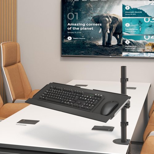 Keyboard Tray Pole Mount - PUTORSEN Keyboard Mount fits Most Standard and Oversized Keyboards, Holds up to 2.2lbs, Black
