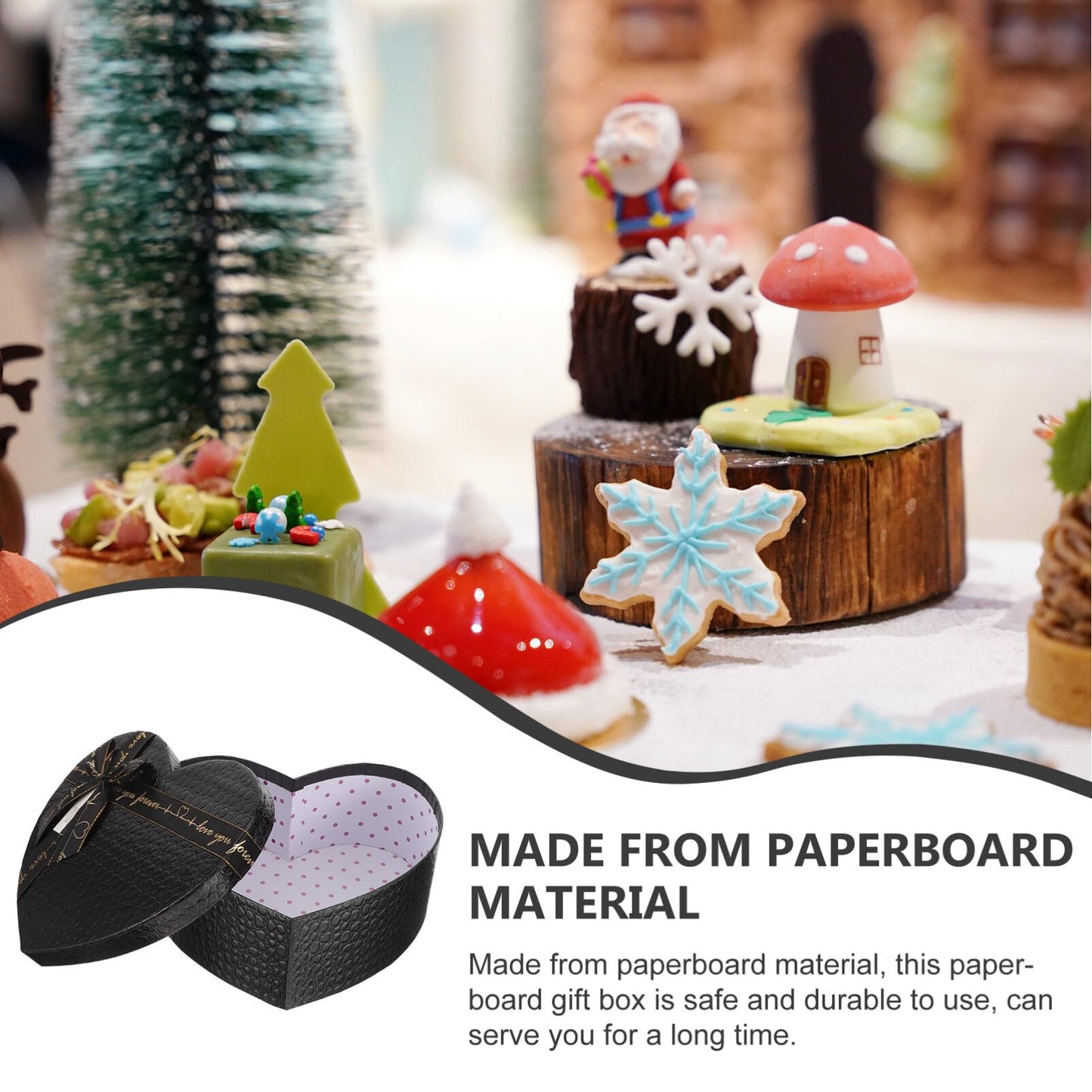 SHINEOFI Black Heart Shaped Box Valentine's Day Mother's Day Wedding Birthday Present Box for Jewelry Chocolates Flowers Packaging 9.06X6.89X3.54 Inches