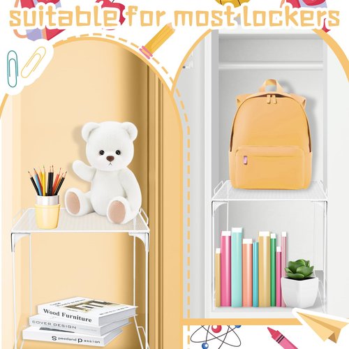 Demonwer Locker Organizer Shelf White Stackable Extra Locker Shelf Storage Cabinet Accessories for School Office Home Gym Supplies