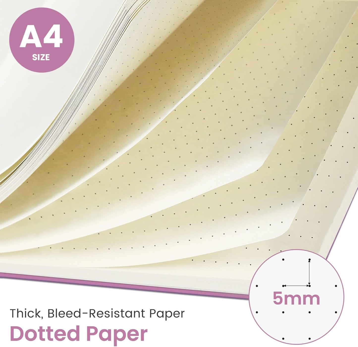 Taja Spiral Dotted Notebook - Large 8.5"x11" Journal for Work | Purple Plastic Cover for Men & Women
