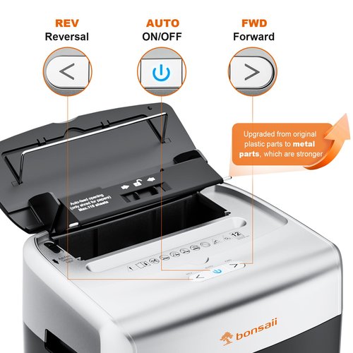 Bonsaii Paper Shredder for Office, 110-Sheet Autofeed Heavy Duty Shredder for Home Office Use, 30 Minutes/Micro Cut/P-4 High Security Level/6 Gallon Large Bin