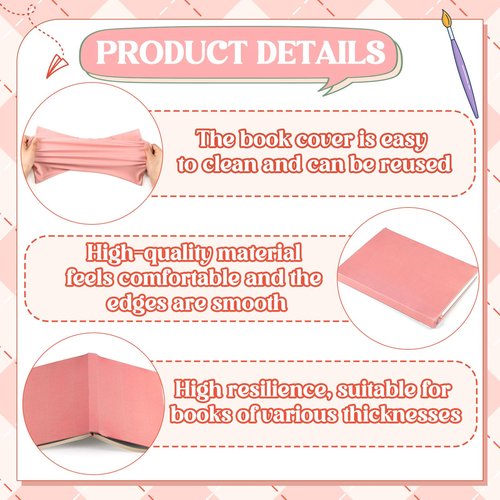 Watersay 6 Pack Stretchable Book Covers 9 x 11 Inch Jumbo Book Covers Washable Reusable Aesthetic Protector Fabric for Hardcover Textbooks School Supplies(Pink Gradient)