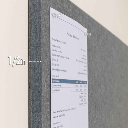 Thickened Bulletin Board - 47 x 35 Inches, Decorative Felt Board Pin Board for Wall - 4' x 3' Foldable Photo Display Board with Self-Adhesive Tape, Includes 20 Push Pins - Gray