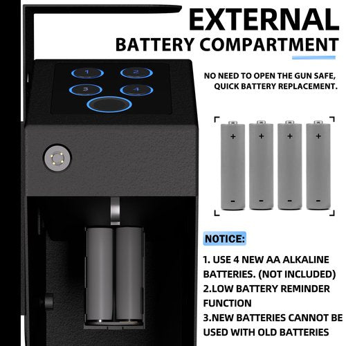 Urban Deco Gun Safe for Handgun Drop Down,Quick Access Pistol Safe Mounted Single Biometric Safes For Nightstand, Desk, Bedside,Vehicle Handgun Safe Auto Open - With Fingerprint, Pin Code, Key Access