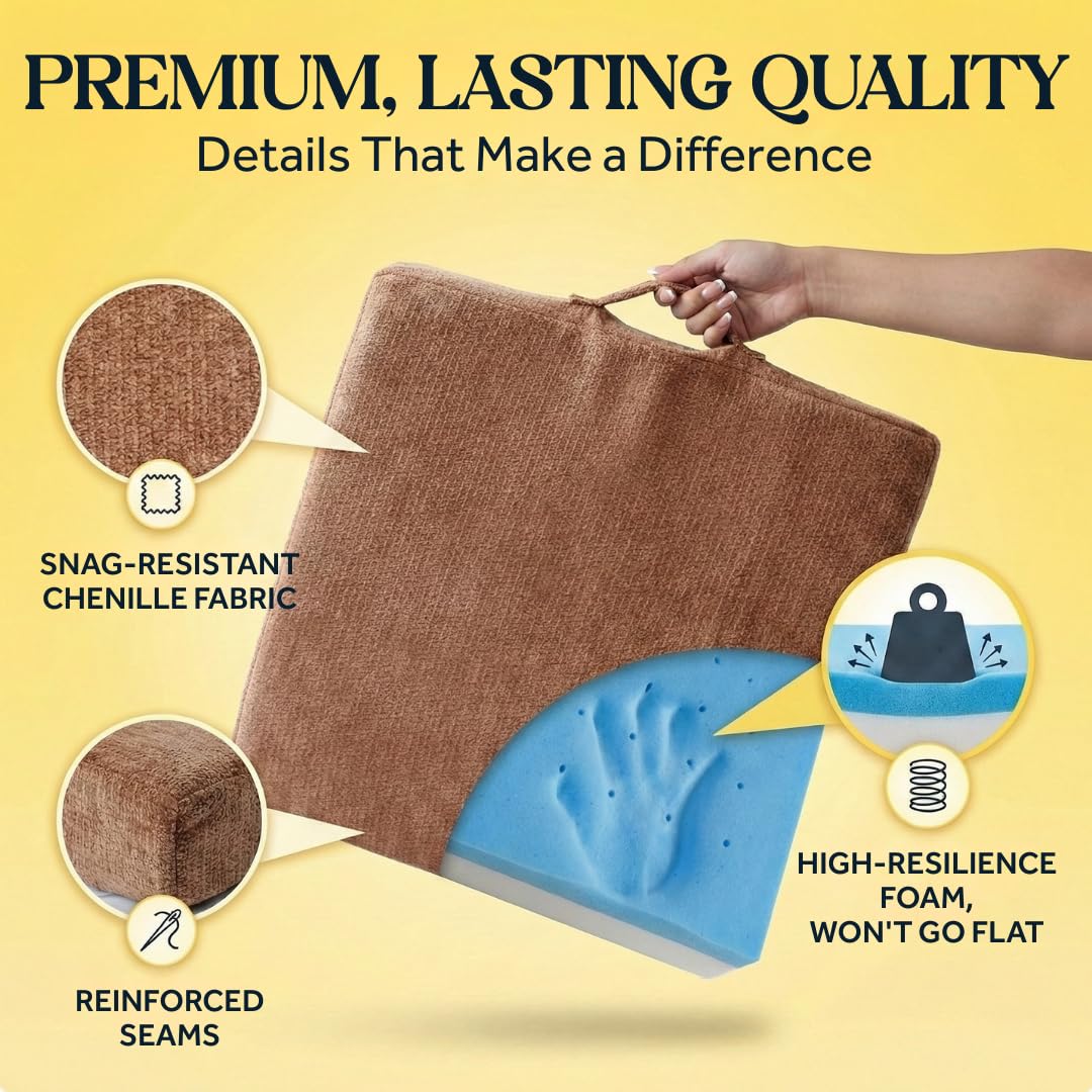 WESTERN COMFORT Recliner Cushion [20x20” Large] Medium Soft Orthopedic Seat Cushion for Recliner Chair – 3” Thick Gel Memory Foam Riser for Sagging Seats & Elderly Lift Assist – Non-Slip