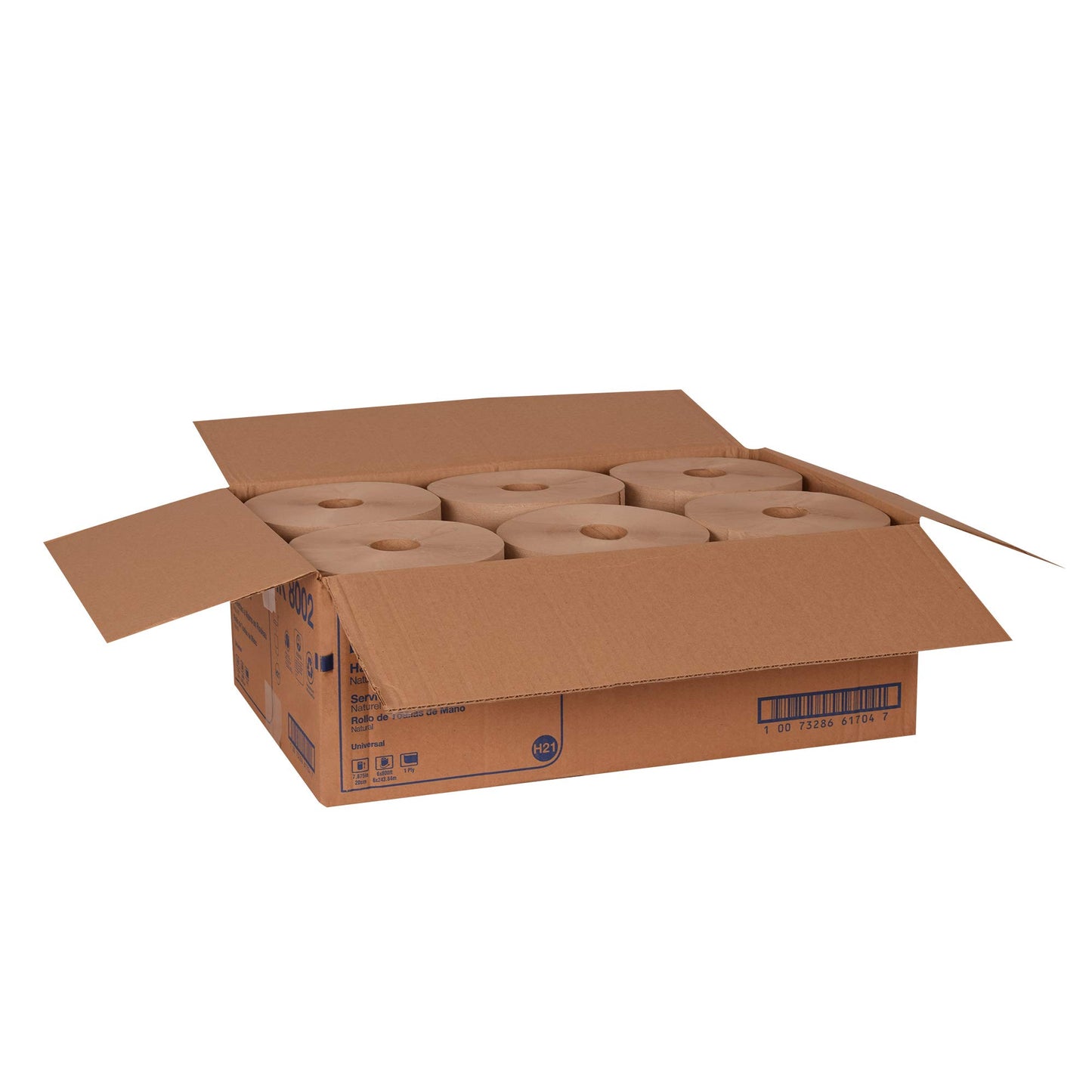 Tork Natural Paper Hand Towel Roll H21 100% Recycled Fiber, Universal Fit 6 Rolls x 800 Ft (RK8002)