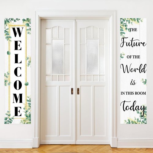Eucalyptus Classroom Welcome Poster Decorations, Welcome Sign for Teachers, Positive Back to School Classroom Banner for Elementary Middle School Bulletin Board Posters Decor