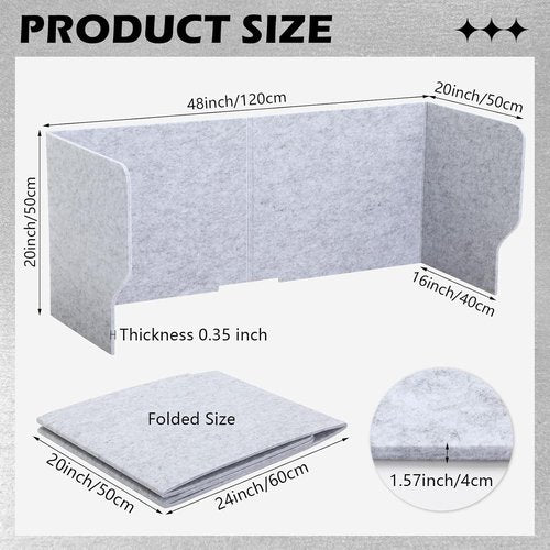 Dunzoom Desk Dividers - Large Acoustic Privacy Panels for Classroom & Office | 47.3 x 15.7 Inch, Gray