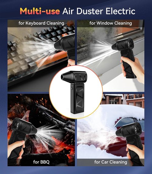 YUHUO Compressed Air Duster, 360000 RPM Electric Air Duster, Rechargeable Cordless Air Blower Power Turbo Fan,5 Gears Adjustable Jet Dry Blower Replace Air Can for Keyboard Computer Car Outdoor Home
