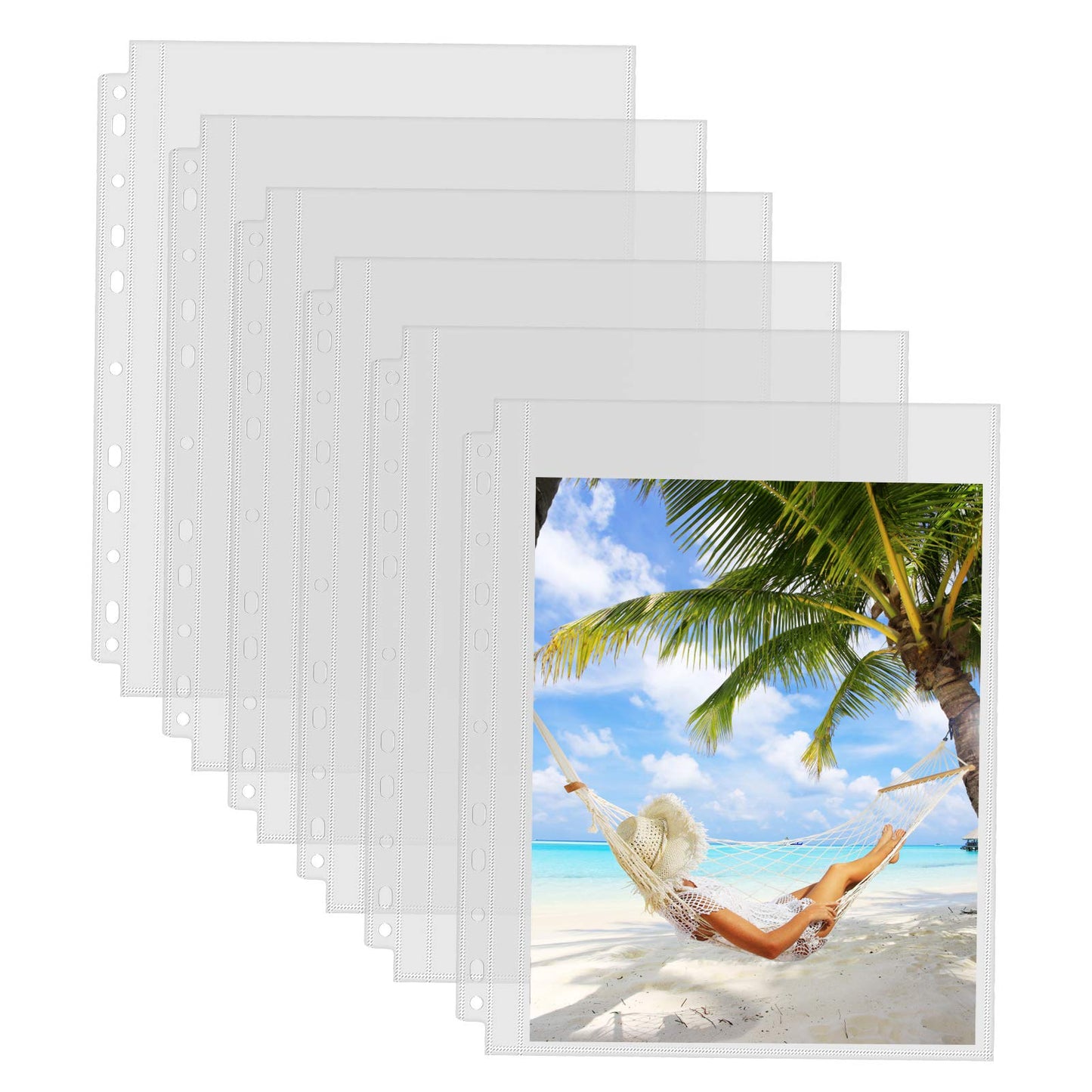 Sooez 30 Pack Heavy Duty Photo Sleeves for 3 Ring Binder (for 60 Pictures), Clear Archival Sleeves, 8x10 & 8.5x11