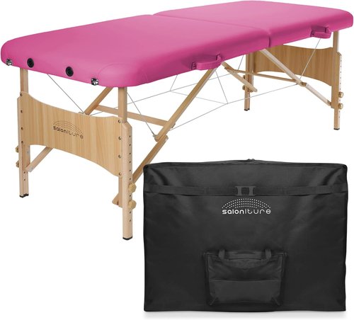 Saloniture Portable Folding Massage Table - Comfortable Hot Pink Design for Easy Transport