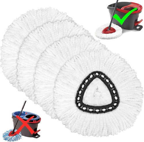 O-Cedar Mop Heads Replacement - 4 Pack Microfiber Refills for Easy Wring Spin System