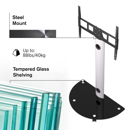 ProMounts Premium Mobile TV Stand for 32" to 72" LCD LED Flat/Curved Panel TVs, ± 20° Swivel TV Cart Holds Up to 88lbs, Portable TV Stand with Max Vesa 600x400mm, TV Rolling Stand for Office/Home