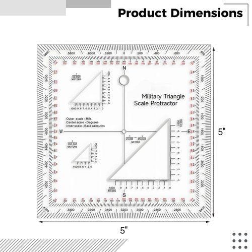 Tactical Mgrs Coordinate Protractor, Scale Ruler for Accurate Map Reading, Outdoor Navigation Tool