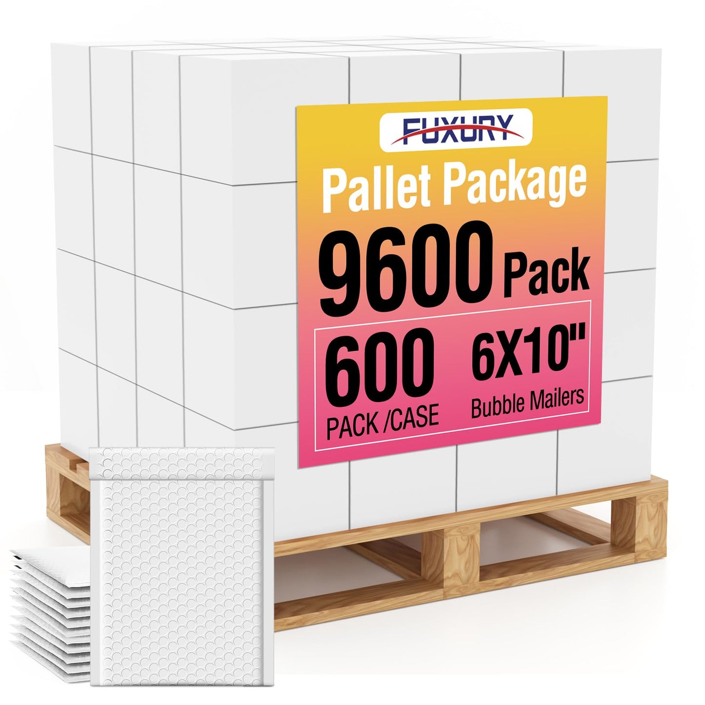 Fuxury Bubble Mailers 6x10" White Padded Envelopes 9600 Pack Bulk Strong Adhesion Full Pallet of Padded Mailers Thick Bubble Envelopes for Small Business Mailing Small Items,Jewelry,Makeup