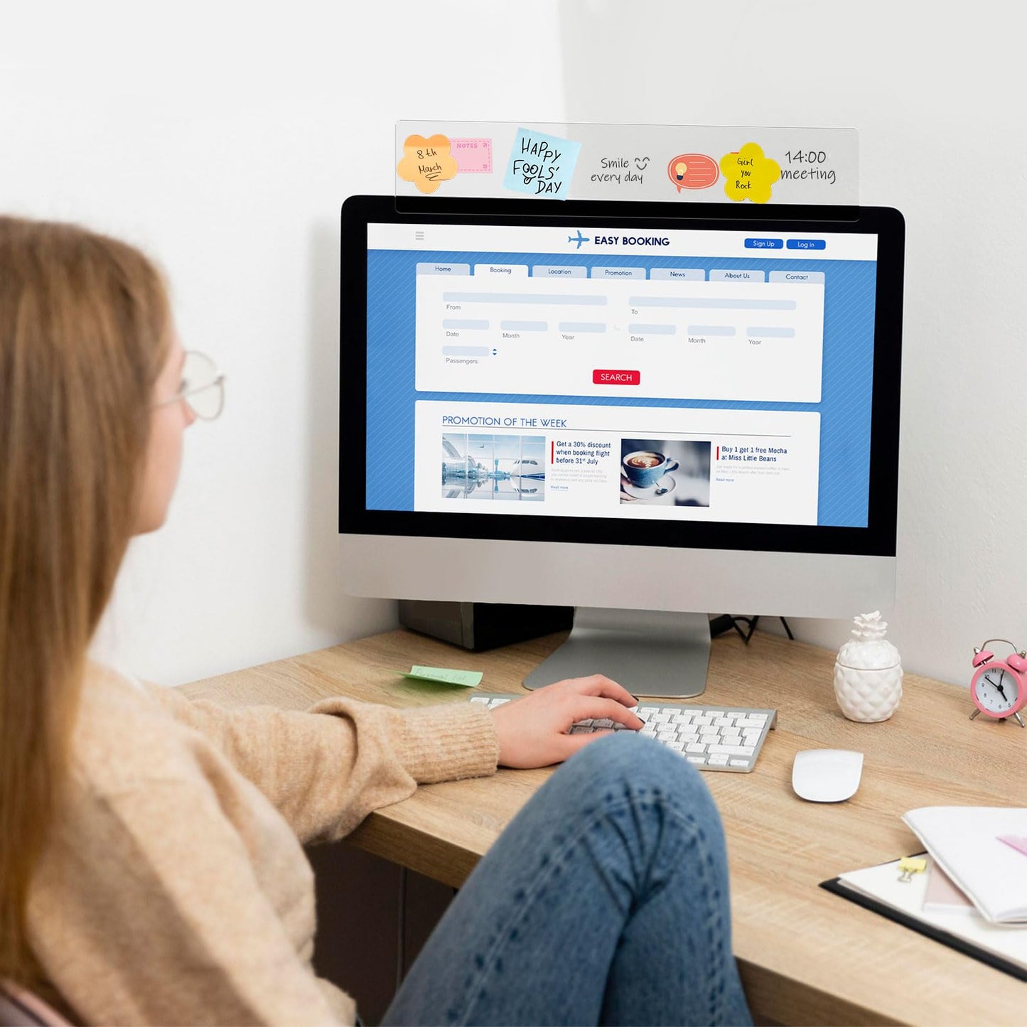 DOLLAR BOSS 1 Pc 15.7" x 3.1" Transparent Acrylic Monitor Memo Board