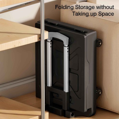 VECELO 23 GAL Modern Rolling Carts with Wheels, Foldable Utility Cart, Light Weight Platform Trucks Dolly, 4 Heavy Duty Wheels, Ideal for Shopping, Camping, Teachers, Elegant Black