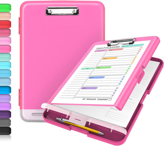 Sooez Clipboard with Storage - 8.5 x 11 Plastic Organizer with Pen Holder | Ideal for School & Office