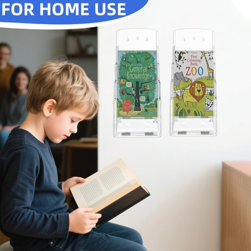 4 Pcs Acrylic Brochure Holder, 4 x9 Inches Flyer Holder, 4 Tier Clear Pamphlet Holder, Magazine Literature Organizer Holder, Brochure Display Stand, for Wall Mount or Desktop Use