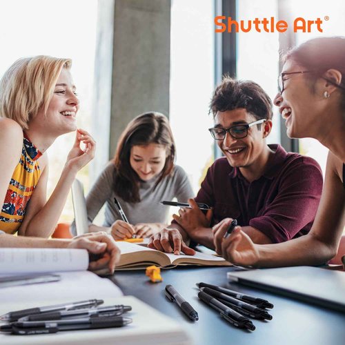 Shuttle Art School & Work Supplies Bundle, 100 Pack Black Retractable Gel Pens + 60 Pack Black Retractable Gel Pen Refills 0.7mm Fine Point for Writing Journaling Taking Notes School Office Home