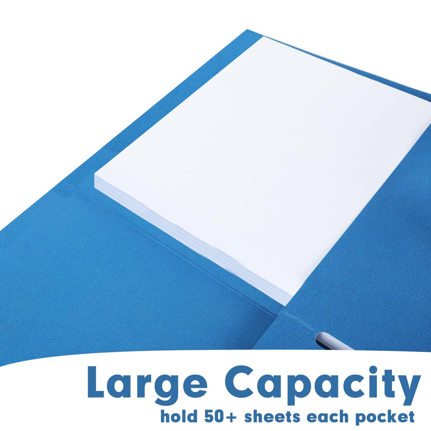 Two Pocket Folders, RAZCC 75 Pack 2 Pocket Folders Fit Letter Size Paper, Paper Folders with Pockets for School Office Business Home (Navy Blue)