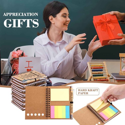 30 Sets Employee Appreciation Gifts Bulk Inspirational Spiral Notebook with Sticky Note and Motivational Bamboo Pens Thank You Gifts for Employees Coworkers,Teachers,Nurse,Office Staff,Team,Volunteer