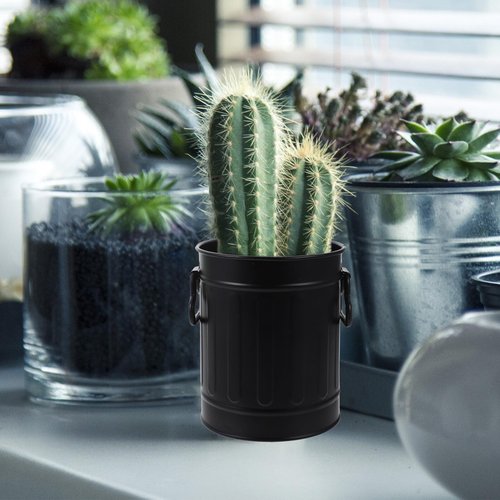 Mini Black Iron Trash can - Versatile Desktop Organizer for Stationery, Makeup Brushes, and More - Ideal for Home, Office, and Dorm Use