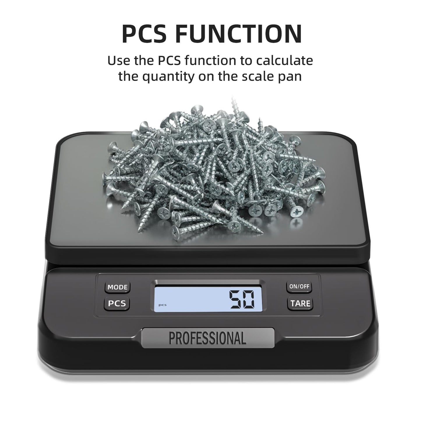 YONCON Shipping Scale 66lb Capacity, High Precision Digital Postal Scale with Large LCD Display, Hold/Tare/PCS Counting, 6 Units, Dual Power for Home, Office & Small Business