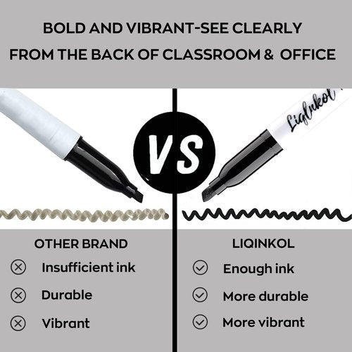 LiqInkol Dry Erase Markers Bulk, 144 Pack Black Whiteboard Markers, Chisel Point Low Odor Dry Erase Markers for School Office Home