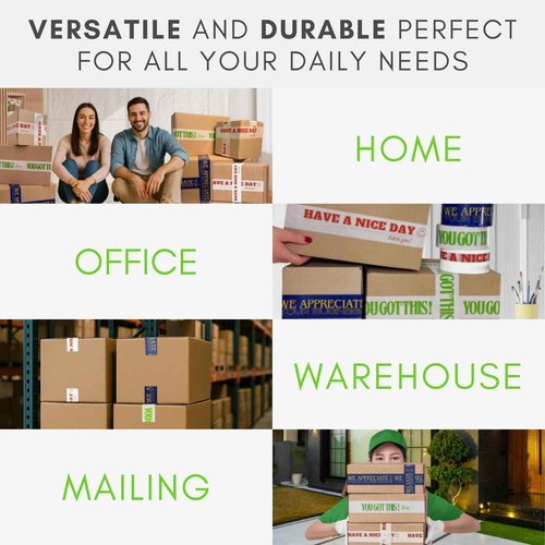 3-Roll Bundle Decorative Printed Packing Shipping Tape for Small Businesses - Have a Nice Day, You Got This, We Appreciate Your Business, Printed Packing Tape for Moving Boxes, 110 Yards (330 FT) Each