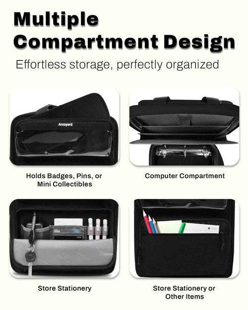 Zipper Binder 3 Ring with Ita Window, 3 Inch Binder with Zipper D-Ring Fits 14 in Laptop, 3-in-1 Shoulder/Backpack/Handle 600 Sheets Capacity for School & Office – Black