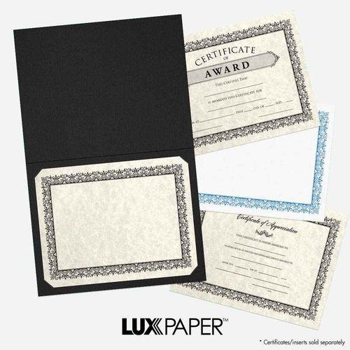 Certificate Holders (9 1/2 x 12) - Deep Black Linen (100 Qty.) | Perfect for Award Recognition, Certificates, Documents and More! | CHEL-185-DDBLK100-100