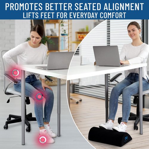 Foot Rest for Under Desk at Work - Memory Foam Office Foot Stool & Under Desk Footrest Leg Elevation Pillow for Gaming & Home Office, Supports Posture