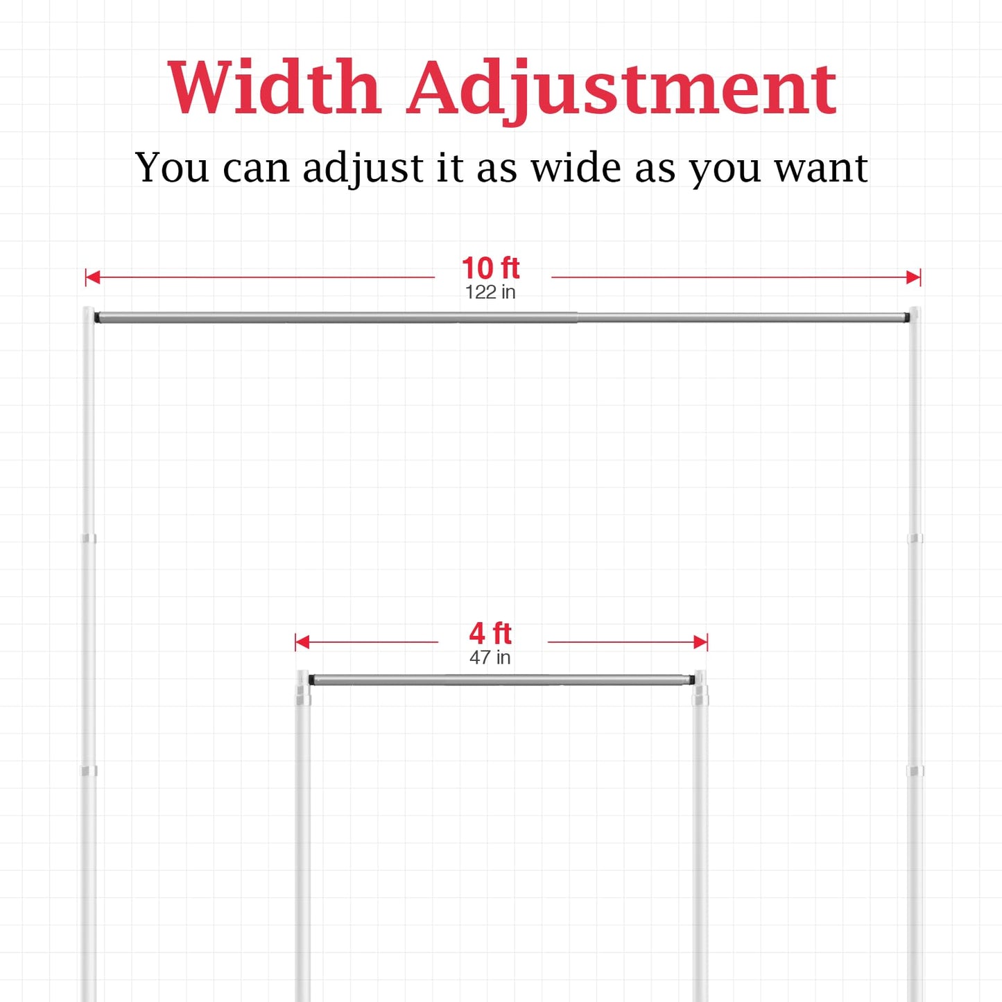 EMART 4ft-10ft Pipe and Drape Adjustable Crossbar for Backdrop Stand, Background & Curtain and Wedding Decor