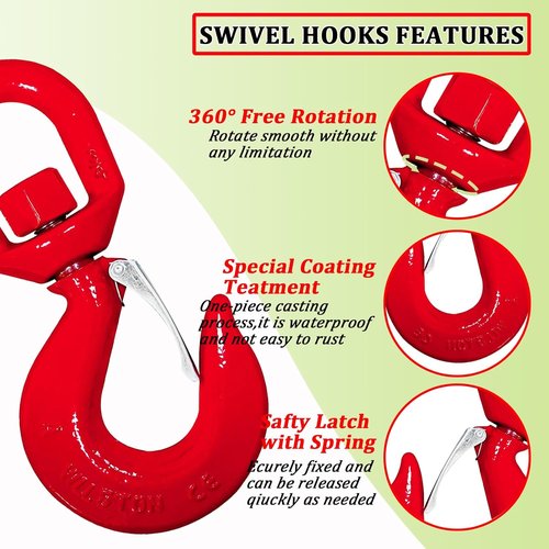 5 Ton Swivel Lifting Hook - Heavy Duty Crane Hook with Safety Latch | 11000 lbs Capacity