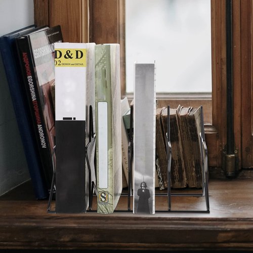Iron Star-Shaped Desktop Organizer for Vinyl Records, CD, Books, and Documents, Black, 10.23 X 7.28 X 6.88 Inches, Space-Saving Storage Method for Home, Office, and School