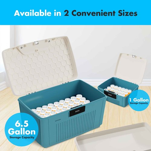 SereneLife Lockable Storage Container Bin, 1.6 Gallon Capacity Heavy Duty Storage Box with Combination Lock, Blue