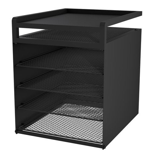 Aothia Desk Organizer with 4 Sliding Trays – Metal File Organizer for Desktop, Hanging Under Desk Organizer and Paper Tray Shelf, Space-Saving Office Document Sorter, Black