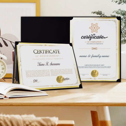 75 Pcs Certificate Paper Kit, 25 Gold foil Border Award Certificate Holders & 25 pcs 8.5x11 Inches Certificate Paper & 25 Certificate Seals Stickers for Graduation Diploma, Award Accomplishment.
