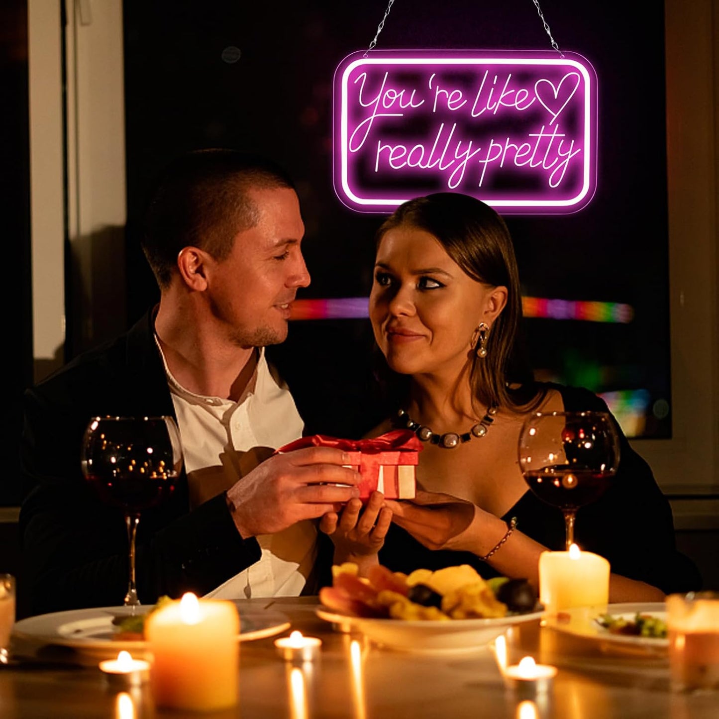 You're Like Really Pretty Neon Sign - LED Wall Decor for Bedroom, Wedding, Party | 5V Power Adapter Included