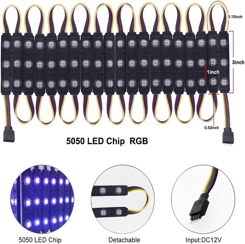 LED Window Lights - Waterproof 12V RGB Decorative Modules for Business Store Advertising | 100FT (10 Packs)