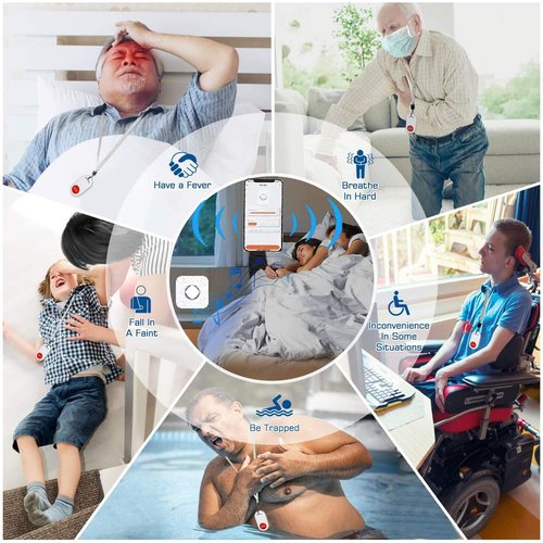 WiFi Caregiver Pager Wireless Call Button Nurse Alert System for Home/Elderly/Patient/Disabled with Phone App One Call Button One WiFi Receiver(only Supports 2.4GHz Wi-Fi)