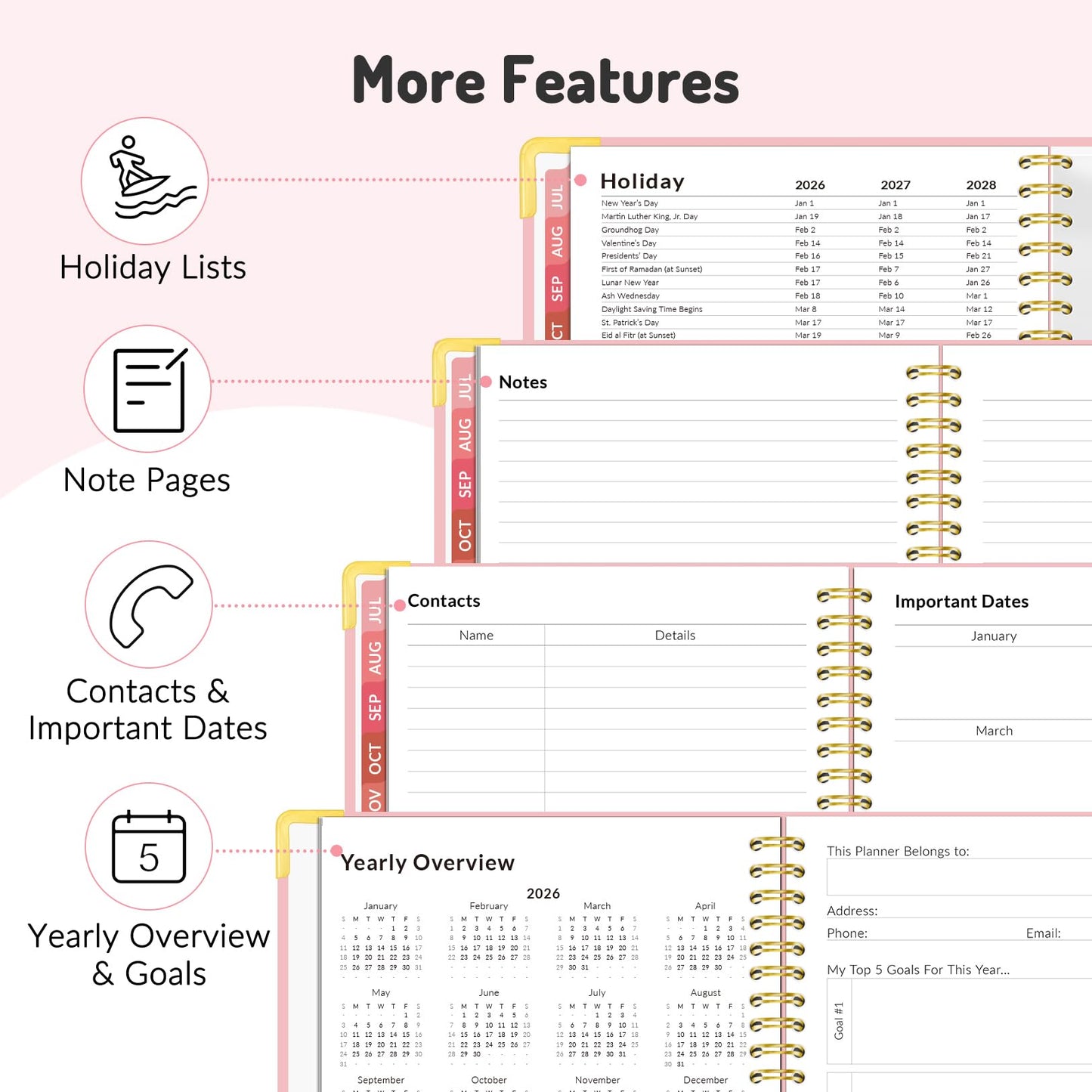 Jul 2026 - Dec 2027 Planner, Forvencer 18 Month Academic Planner 2026-2027, 6.3" x 8.4", Calendar Planner Weekly and Monthly, Daily Agenda Book, School Supplies for Student Teacher, A5, Marble Style