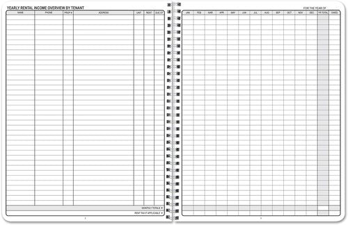 BookFactory Rental Property Record Book - 100 Pages Wire-O Log for Landlords | 8.5'' x 11'' Size