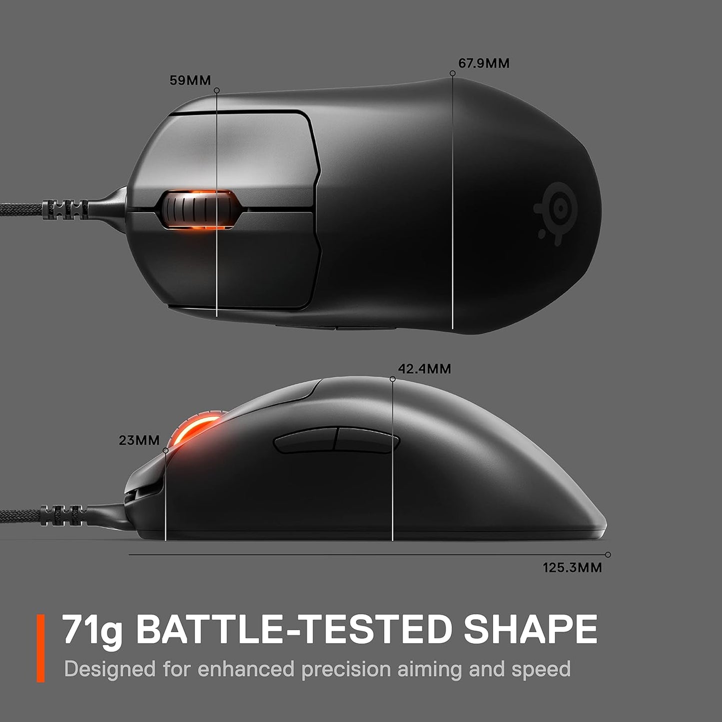 SteelSeries Esports FPS Gaming Mouse - Ultra Lightweight 69g - 5 Programmable Buttons | RGB Lighting & TrueMove Pro Sensor