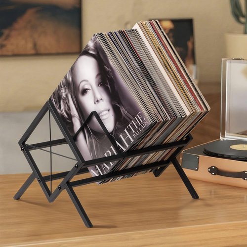 ZBBCTUS Vinyl Record Storage Holder,80-100 LP Vinyl Holder Rack,Album Storage Rack,Records Display Shelf Organizer For Magazine,Book,Files