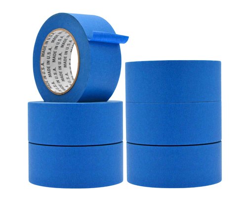 Made in USA Blue Painter’s Tape - 2 inch x 60 yds. (6 Pack) Thick & Wide Masking Tape for Safe Wall Painting, Building, Remodeling, Labeling, Edge Finishing